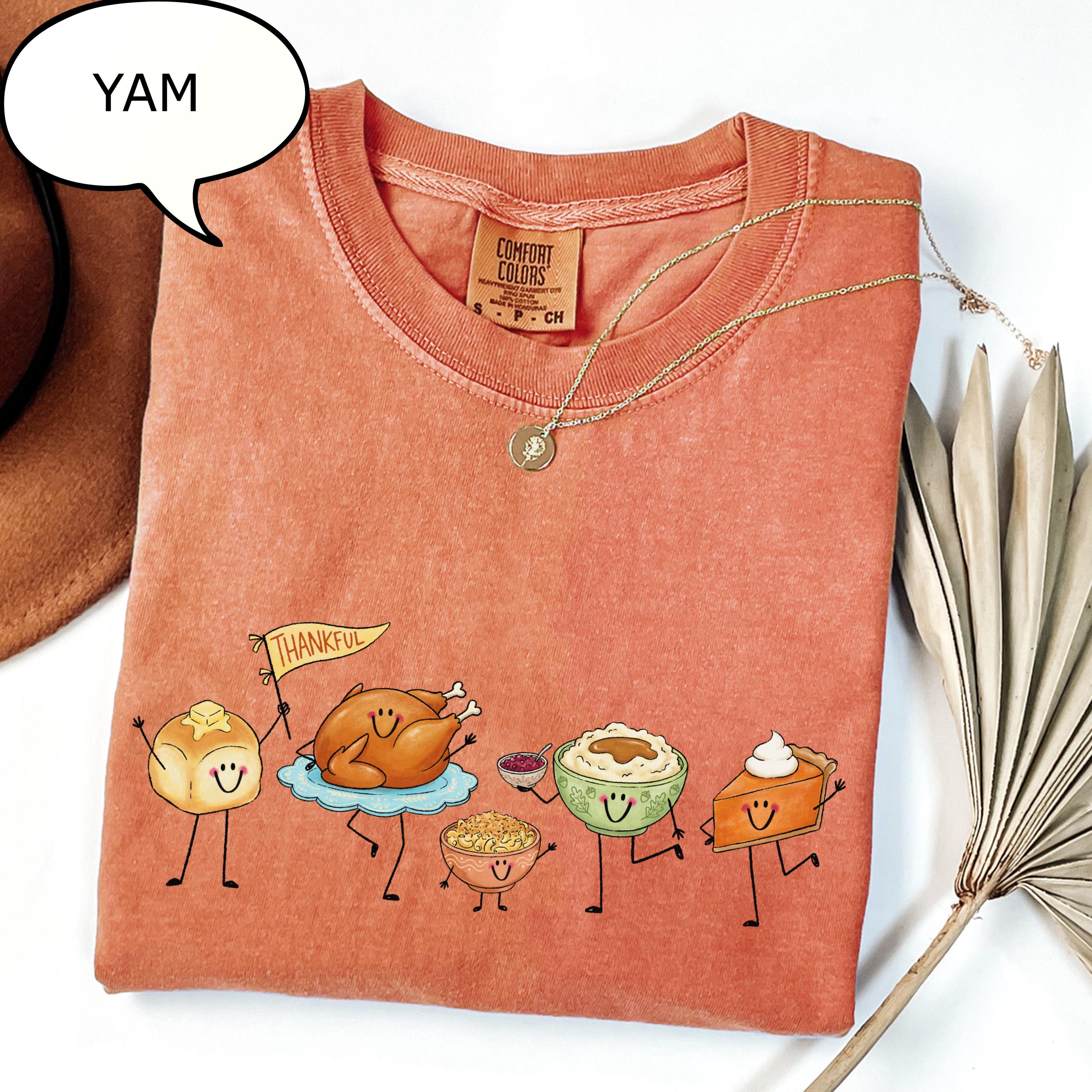 Comfort Colors® Thanksgiving Doodle T-Shirt, Happy Thankful Shirt, Pie Coffee Turkey Food Shirt