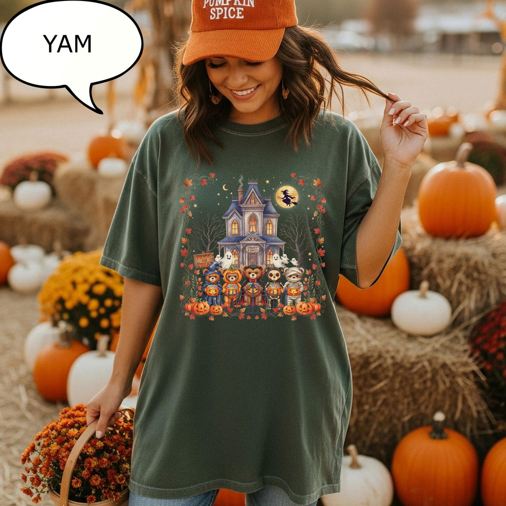 Comfort Colors® Bear Halloween T-Shirt, Pumpkin Lover Gift, Spooky Bear Shirt