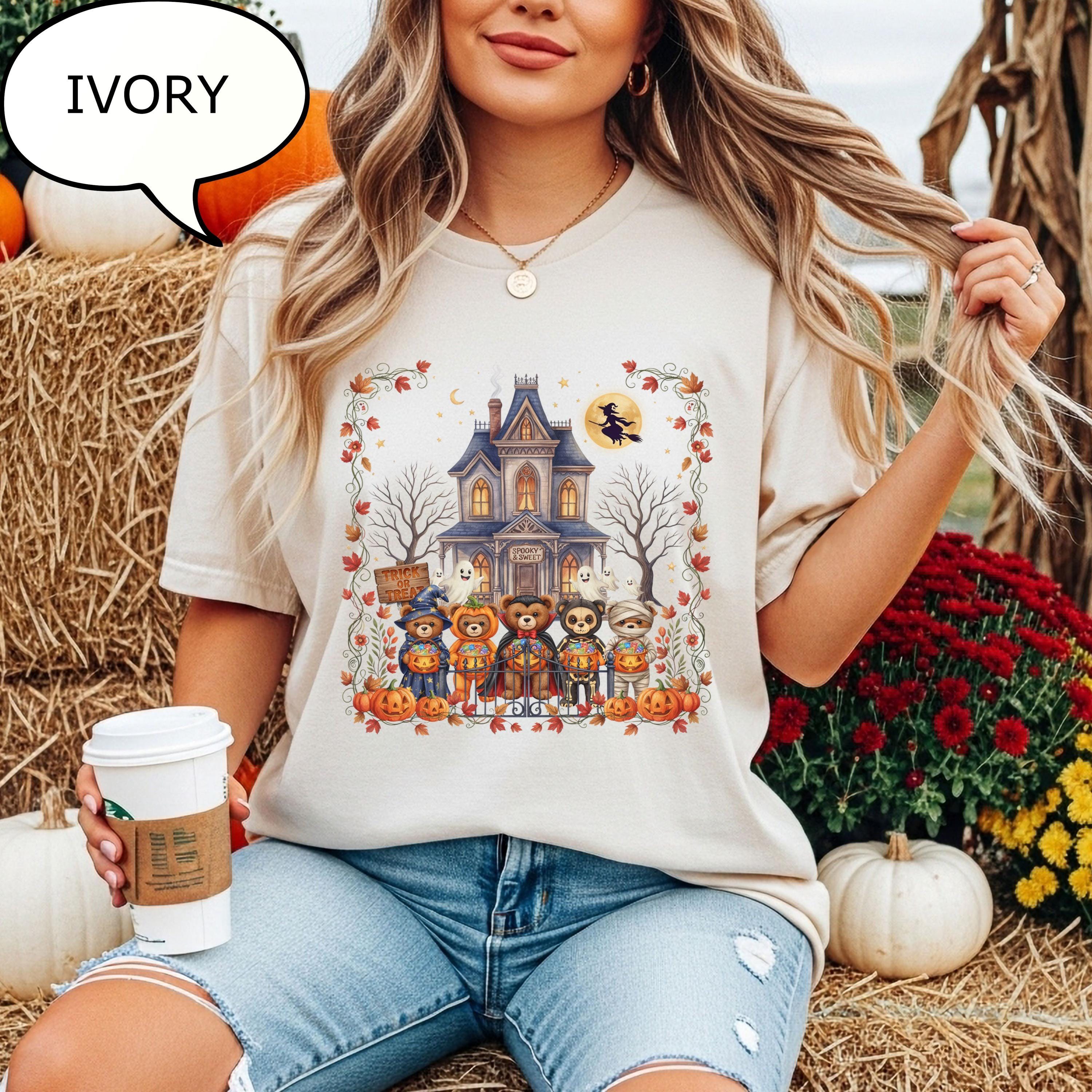 Comfort Colors® Bear Halloween T-Shirt, Pumpkin Lover Gift, Spooky Bear Shirt