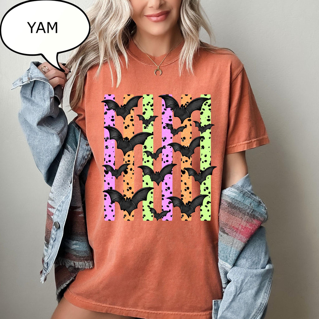 Comfort Colors® Halloween Bats T-Shirt, Bat Shirt, Watercolor Halloween Tee