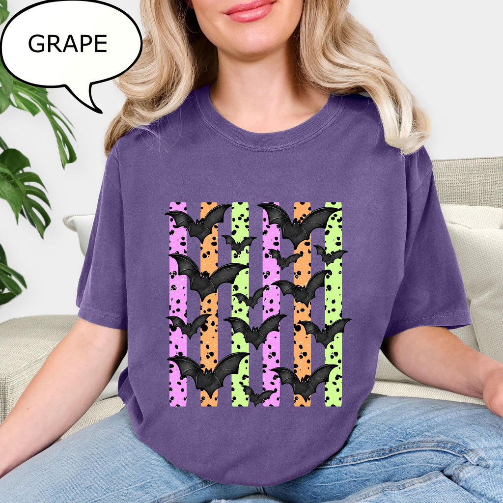 Comfort Colors® Halloween Bats T-Shirt, Bat Shirt, Watercolor Halloween Tee