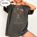 Comfort Colors® Me trying to enjoy summer while waiting for fall T-Shirt, Dancing Skeleton Shirt, Pumpkin Skeleton Tee