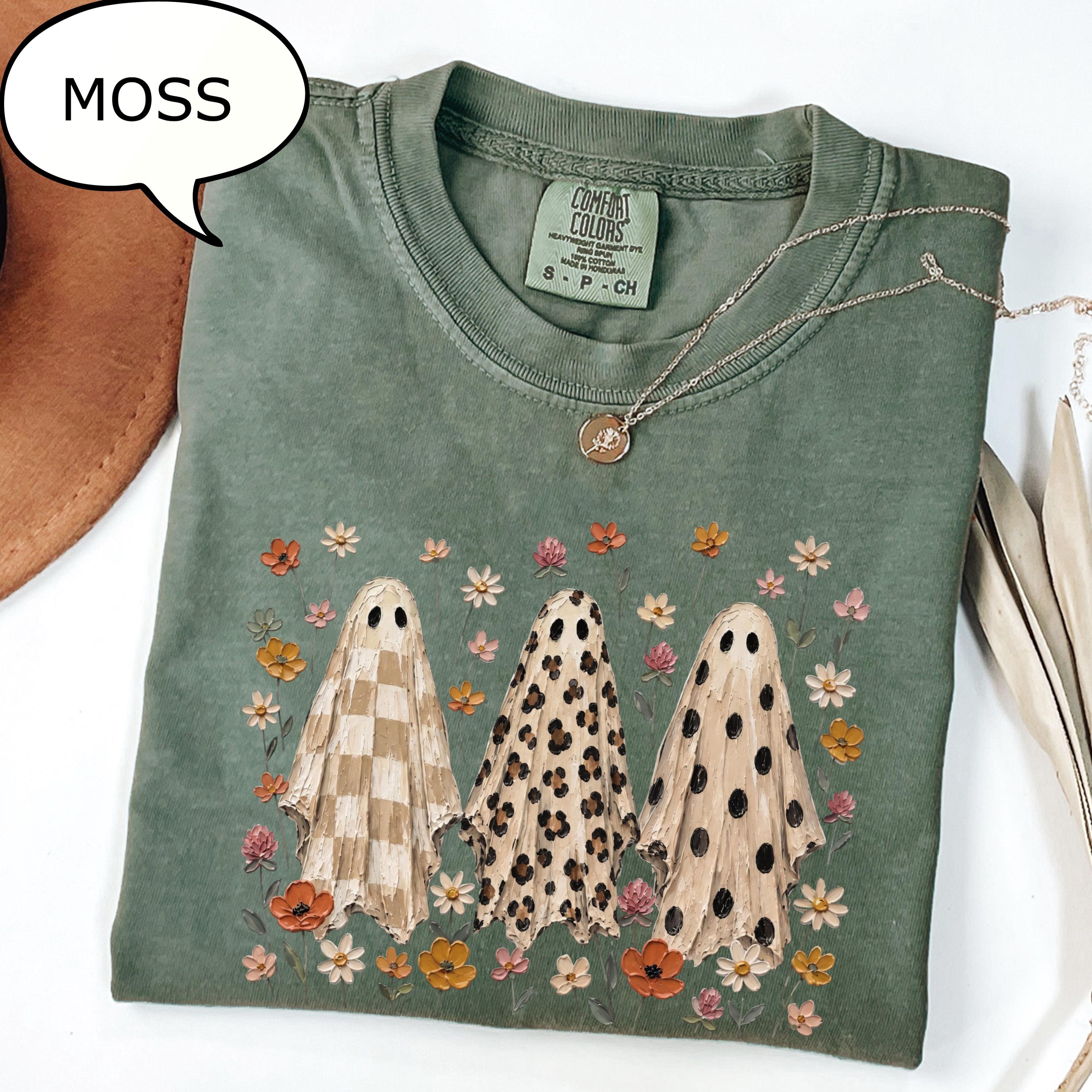 Comfort Colors® Floral Ghost T-Shirt, Leopard Ghost Shirt, Spooky Ghost Shirt