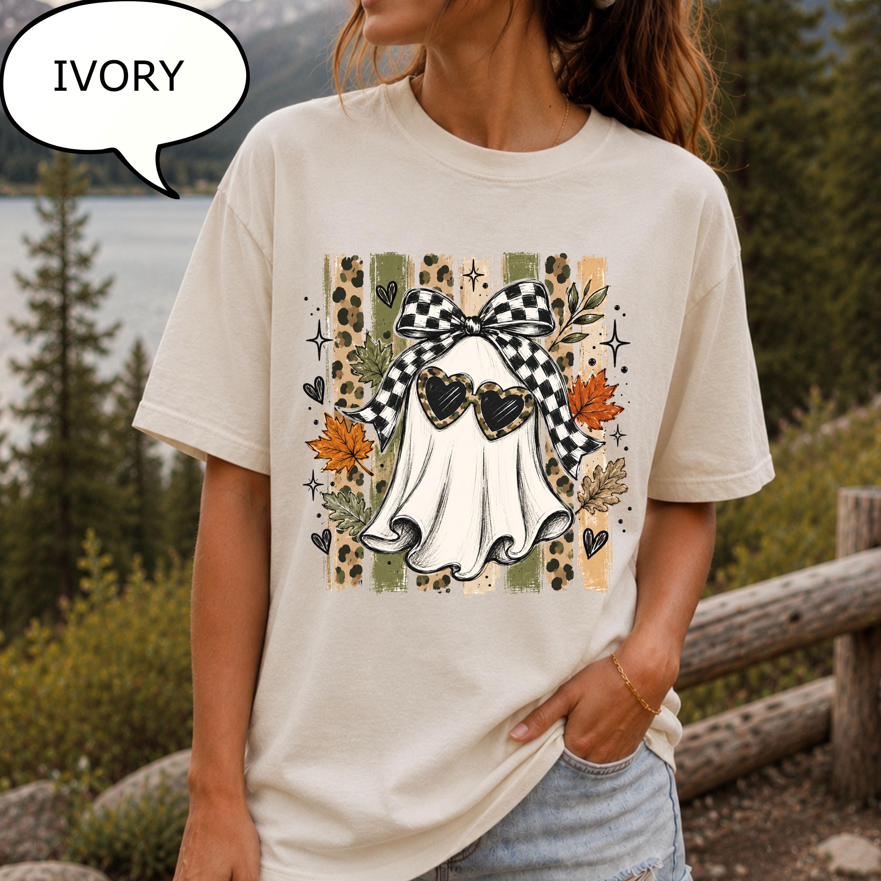 Comfort Colors® Coquette Bow Sunglasses Ghost T-Shirt, Spooky Girl Shirt, Halloween Woman Gift