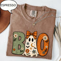 Comfort Colors® Boo Ghost T-Shirt, Girly Halloween Shirt, Boho Floral Shirt, Spooky Season Tee