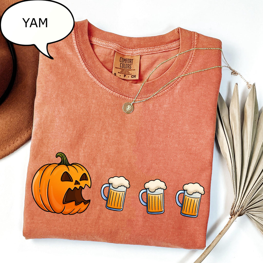 Comfort Colors® Pumpkin Wine T-Shirt, Funny Halloween Shirt, Wine Lover Gift