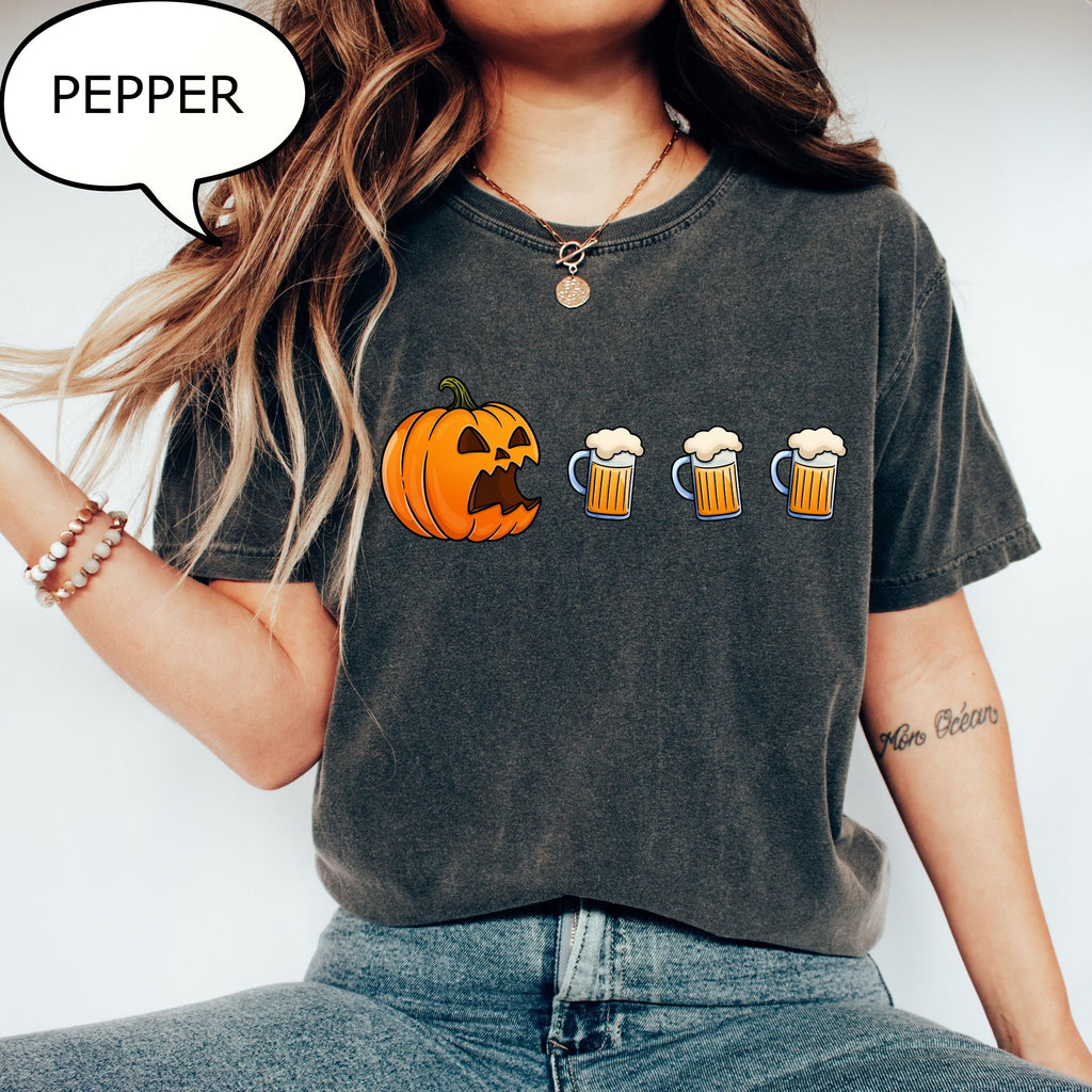 Comfort Colors® Pumpkin Wine T-Shirt, Funny Halloween Shirt, Wine Lover Gift