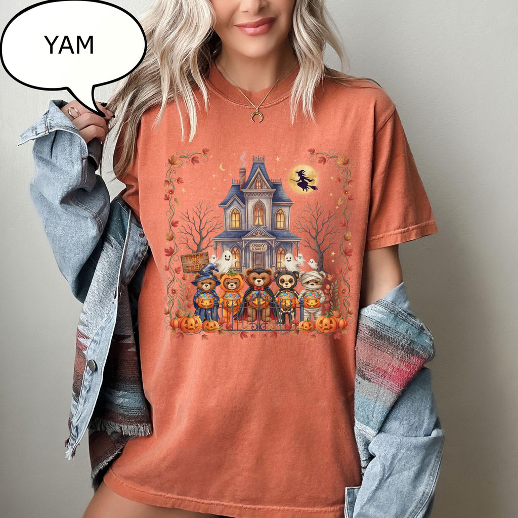 Comfort Colors® Bear Halloween T-Shirt, Pumpkin Lover Gift, Spooky Bear Shirt