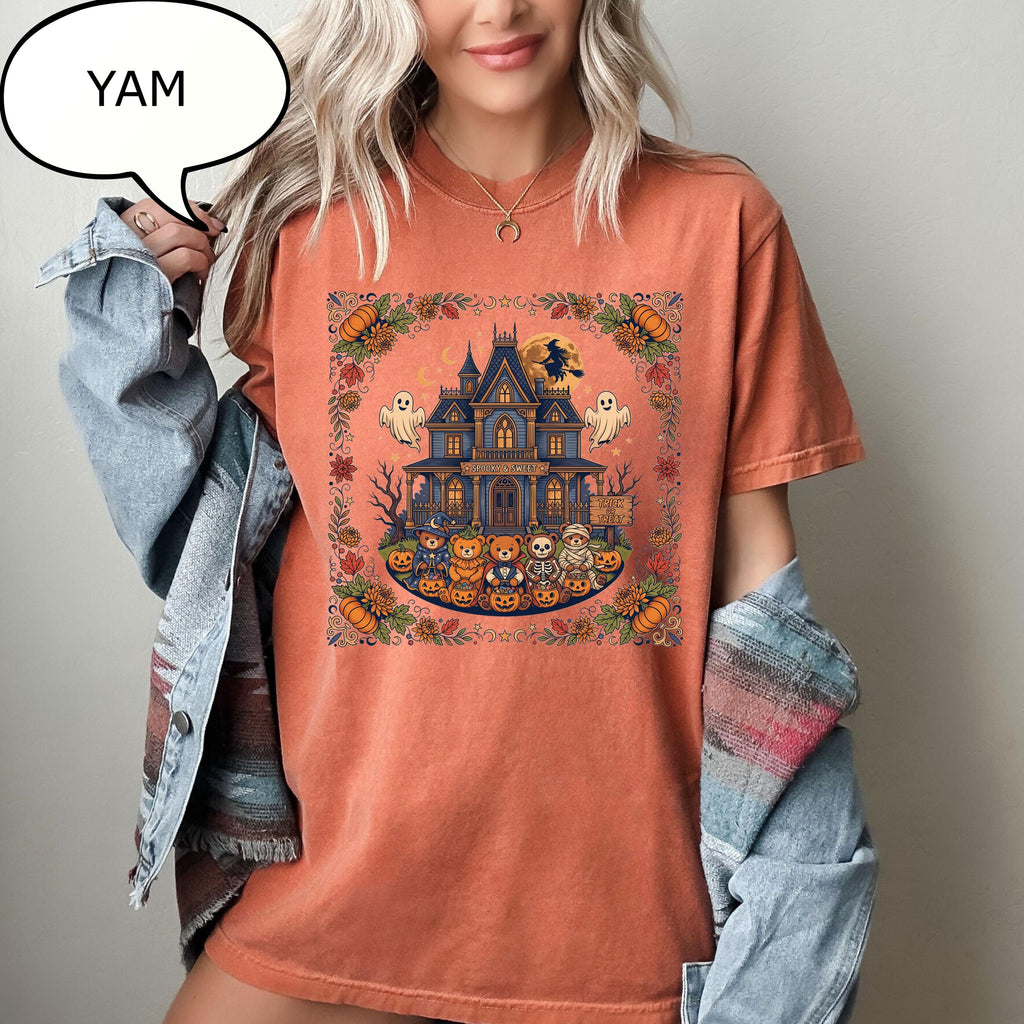 Comfort Colors® 90'S Halloween T-Shirt, Spooky Bear Shirt, Haunted House Shirt, Pumpkin Season Gift
