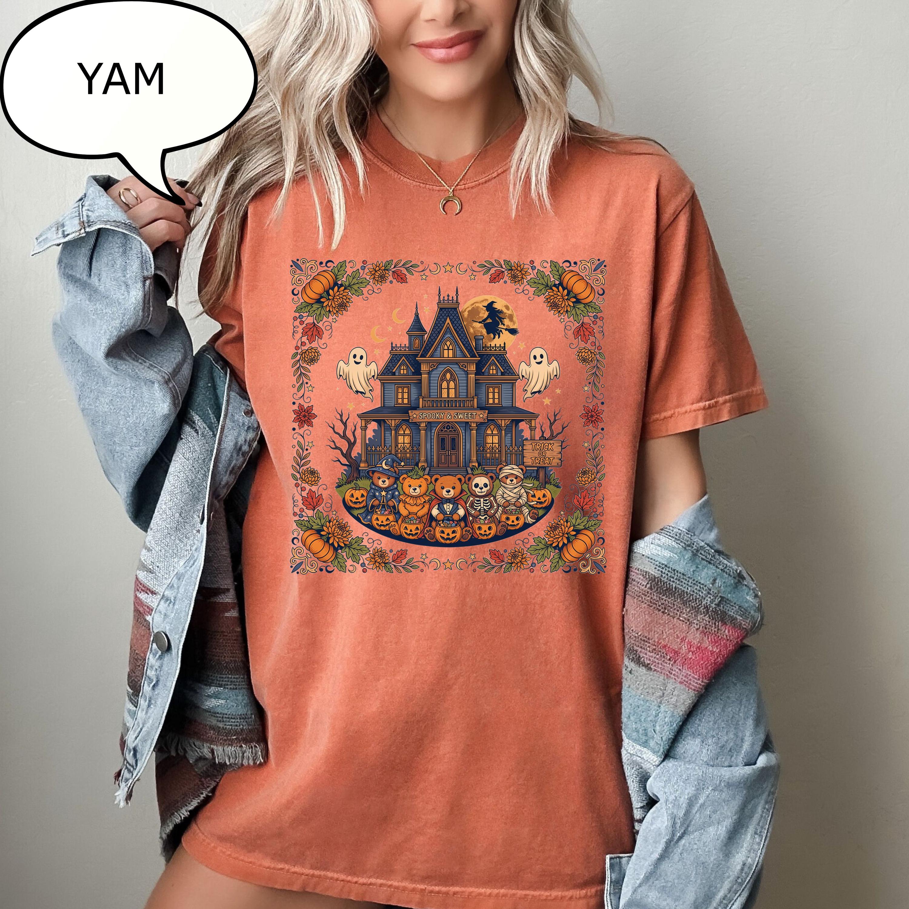 Comfort Colors® 90'S Halloween T-Shirt, Spooky Bear Shirt, Haunted House Shirt, Pumpkin Season Gift