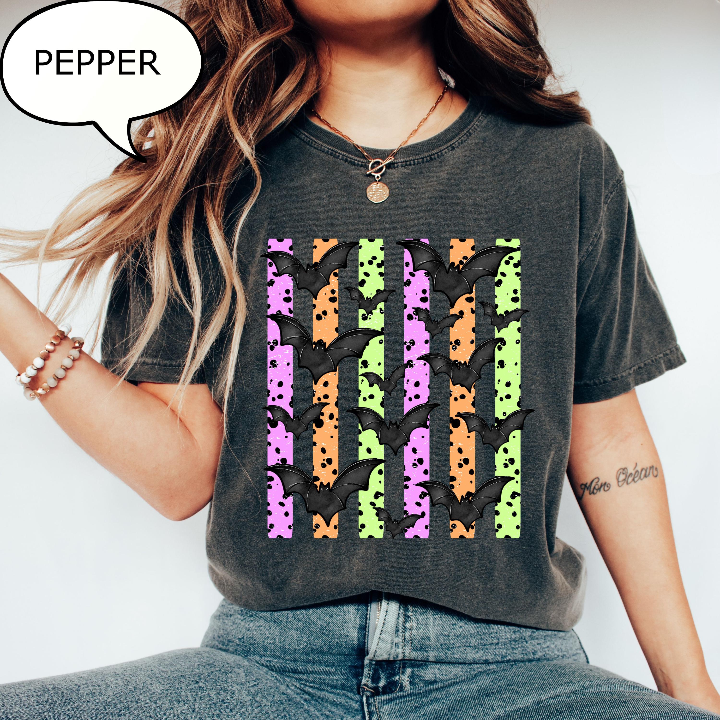 Comfort Colors® Halloween Bats T-Shirt, Bat Shirt, Watercolor Halloween Tee