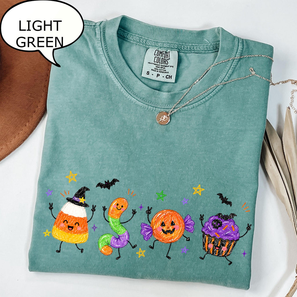 Comfort Colors® Halloween Doodles T-Shirt, Halloween Party Tee, Halloween Snack Shirt