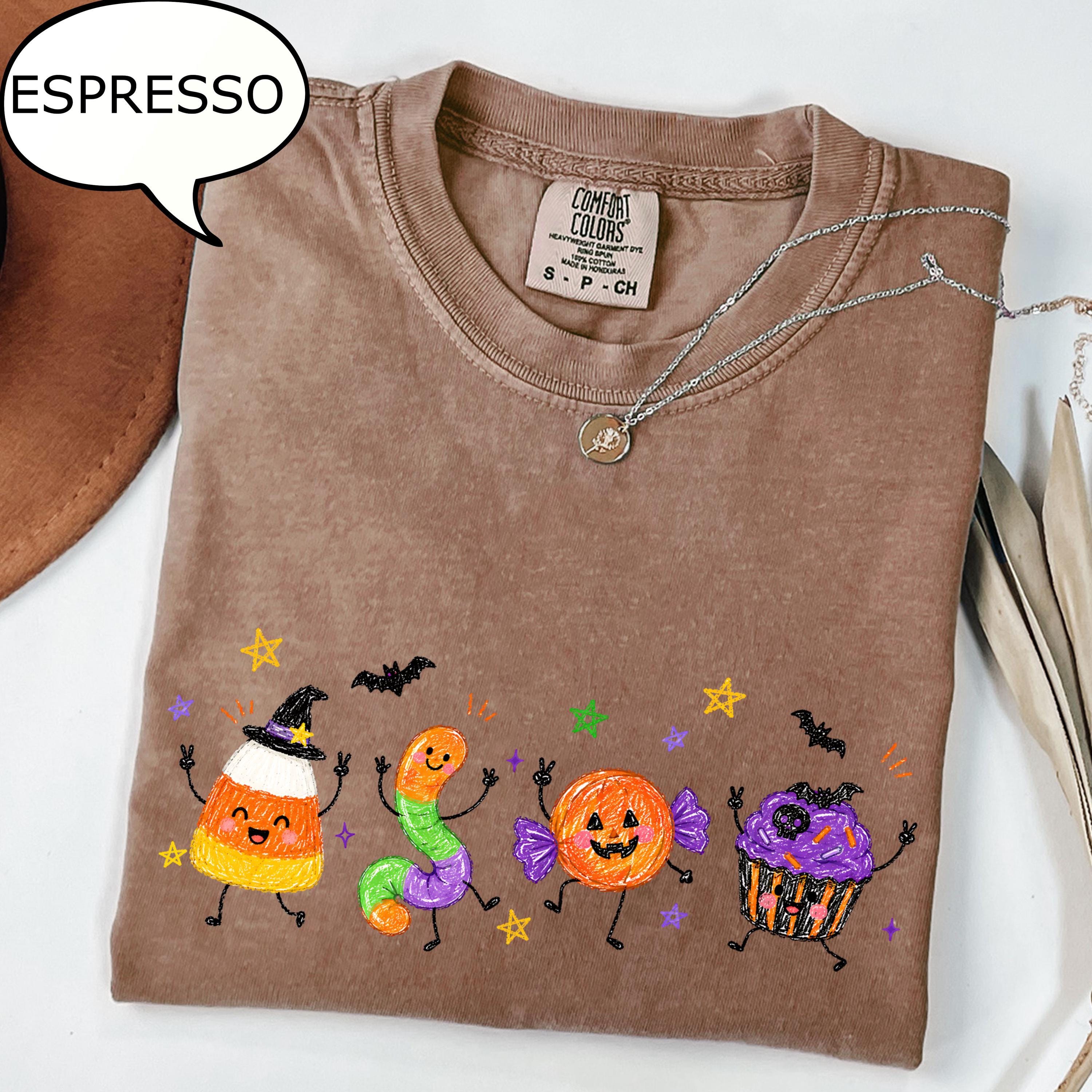 Comfort Colors® Halloween Doodles T-Shirt, Halloween Party Tee, Halloween Snack Shirt