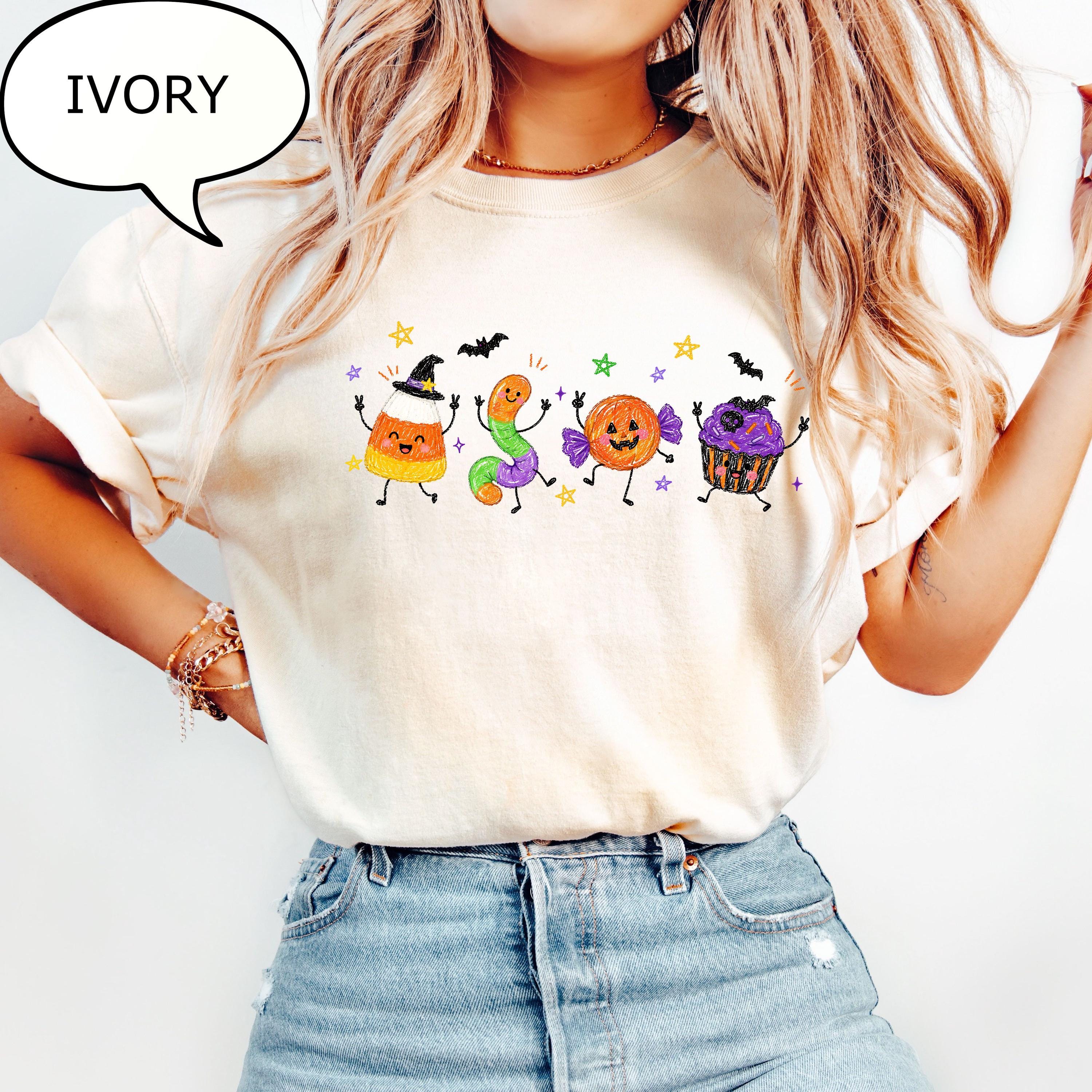 Comfort Colors® Halloween Doodles T-Shirt, Halloween Party Tee, Halloween Snack Shirt