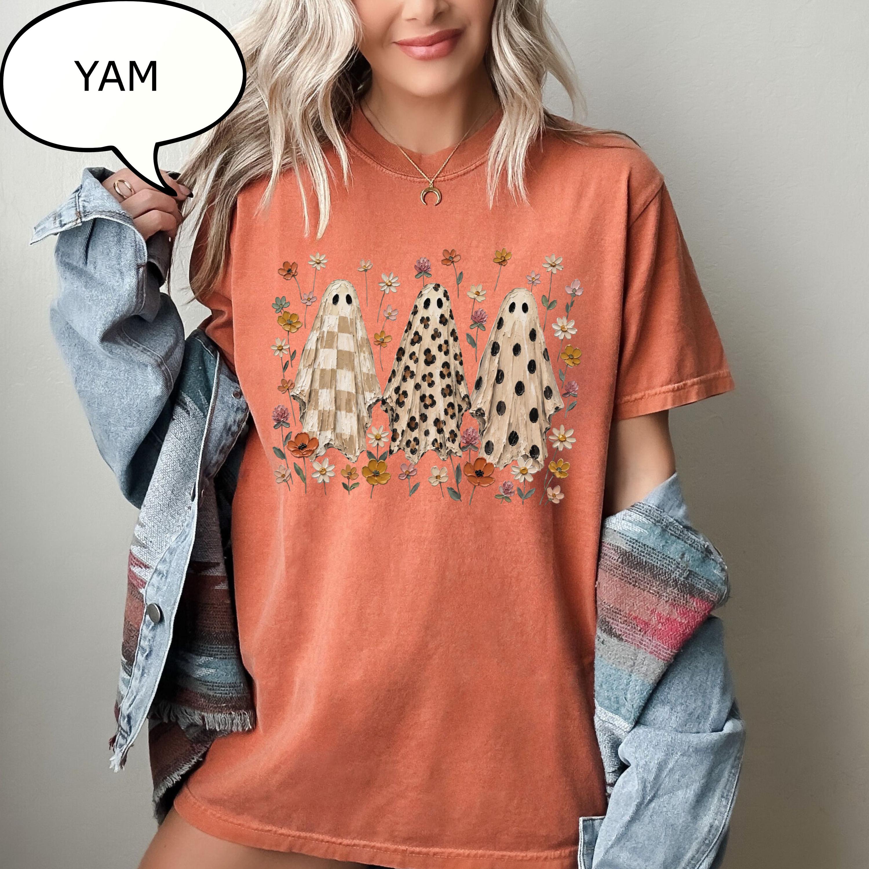 Comfort Colors® Floral Ghost T-Shirt, Leopard Ghost Shirt, Spooky Ghost Shirt