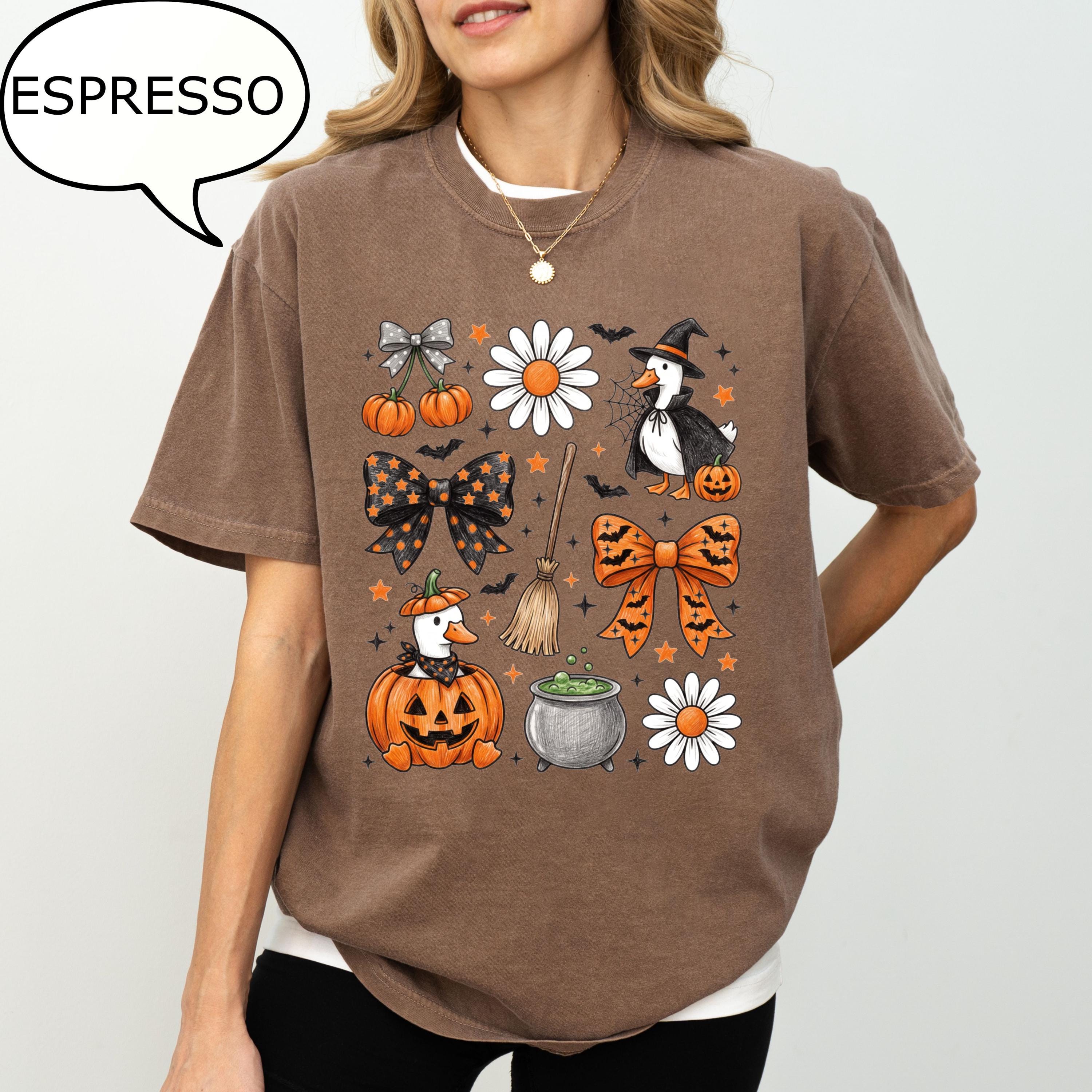 Comfort Colors® Coquette Bow Halloween T-Shirt, Spooky Duck Shirt, Farm Halloween Tee