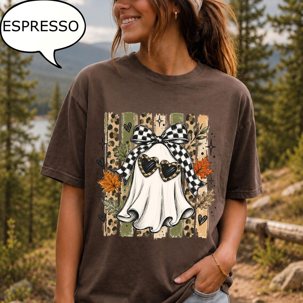 Comfort Colors® Coquette Bow Sunglasses Ghost T-Shirt, Spooky Girl Shirt, Halloween Woman Gift